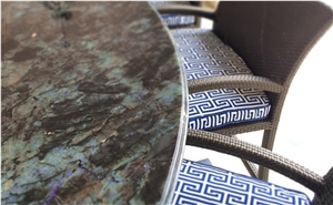 Labradorite Blue Granite Round Table Top,Coffee Worktop Solid Surface Tabletops for Dinner