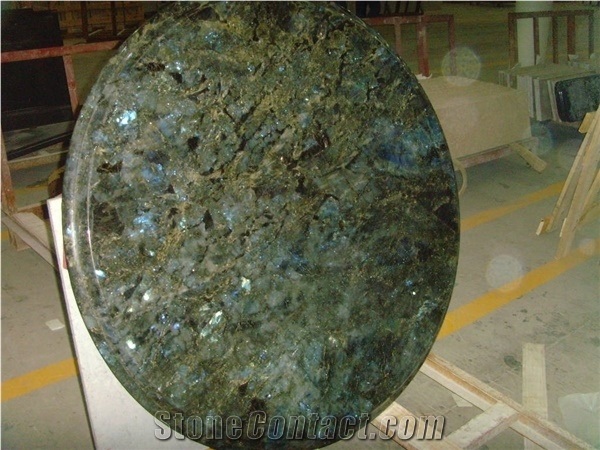 Labradorite Blue Granite Round Table, Round Granite Table Tops