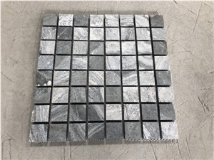 Landscaping Grey Wooden Vein Granite Cube Stone Paver Exterior Paver Flooring Cobble Stone Pattern