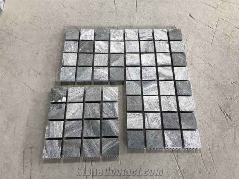 Landscaping Grey Wooden Vein Granite Cube Stone Paver Exterior Paver Flooring