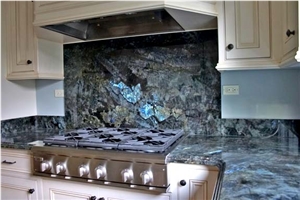 Lemurian Blue Granite Tiles Floor Paving, Labradorite Blue Granite Slab for Islands Top