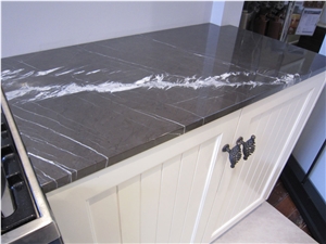 Modern Pietra Grey Marble Kitchen Islands Top,Countertops