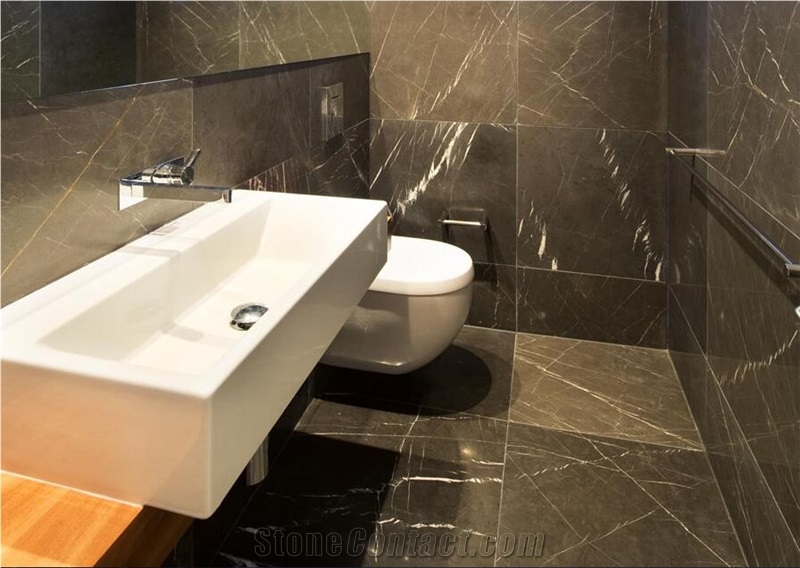 Pietra Gray Marble Slab Machine Cutting Bathroom Panel Tile Floor Covering