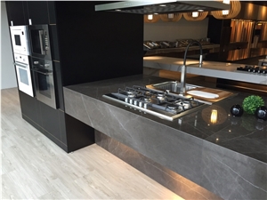 Pietra Grey Marble Commercial Kitchen Countertops,Islands Worktop
