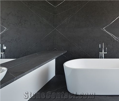 Pietra Grey Marble Modern Vanity Top,Hotel Bath Top with Ceramic Sink