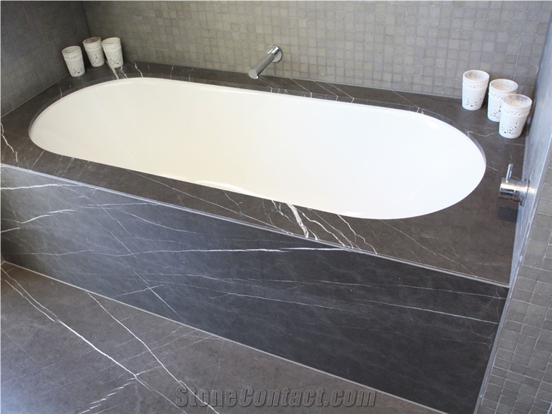 Pietra Grey Marble Vein Cut Tile Panel Bathroom Wall,Vanities