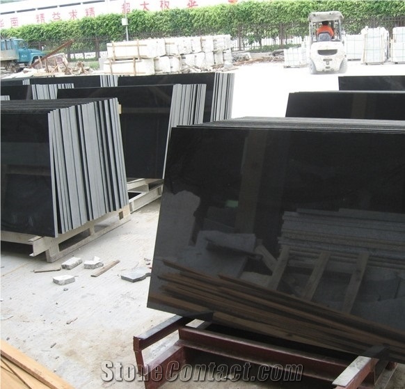 Shanxi Black Granite Slab Machine Cutting China Absolutely Nero Panel Tile,Polished