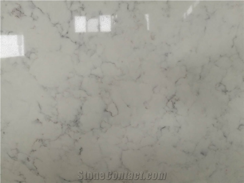 Marble Look, Artificial/Engineered Quartz Stone Slabs, White