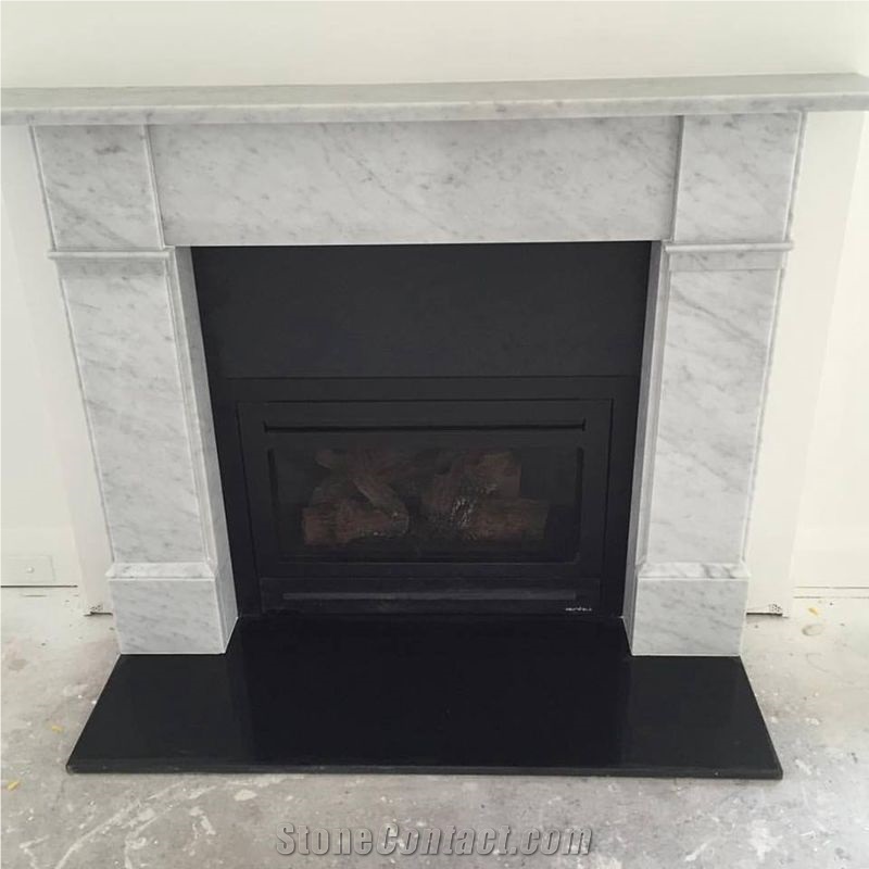 Bianco Carrara White Marble Fireplace Mantel, White Marble Fireplace