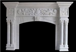 Bianco Carrara White Marble Fireplace Mantel, White Marble Fireplace
