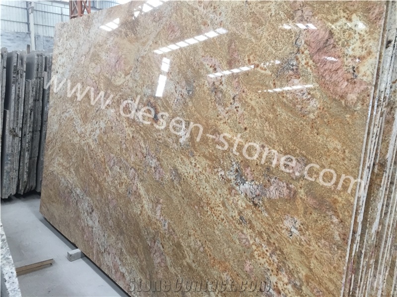 Imperial Gold/Giallo Imperial Yellow Granite Stone Slabs&Tiles Linear