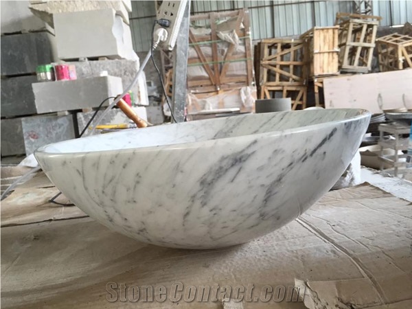 Carrara White Marble Bathroom Sinks & Basins on Sale