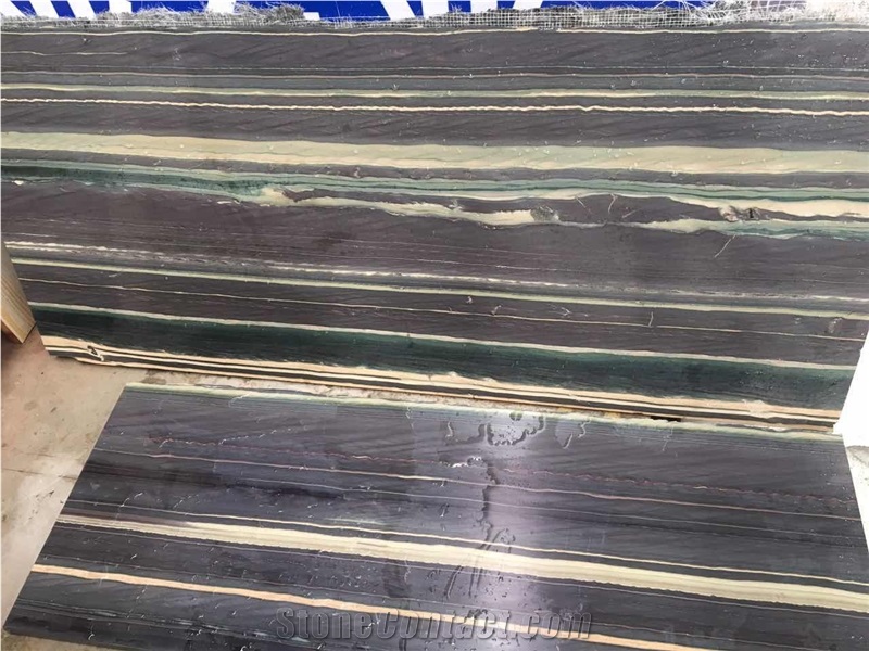 China Royal Purple Sandalwood Black Wood Vein Marble Slab 180usd/M2