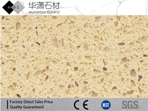 H919 Yellow Crystal Artificial Quartz Stone Slab&Tile，Cheap Price