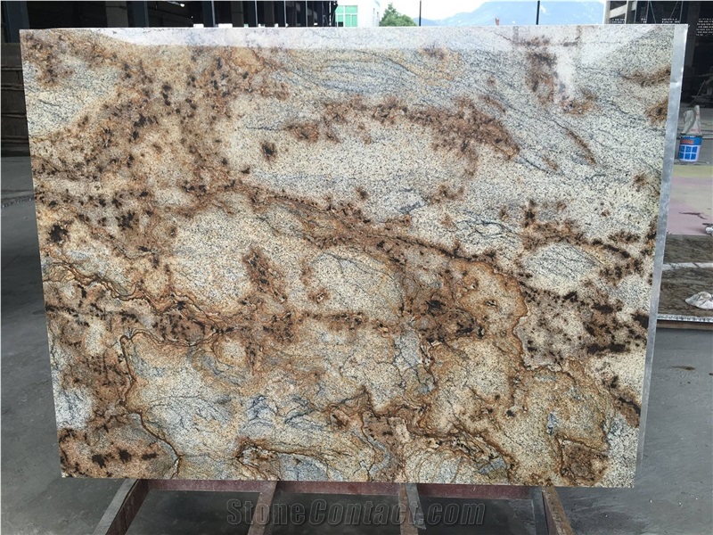 Honeycomb Backed Golden Crystal Granite Tiles, Cheap Price, Good Quality