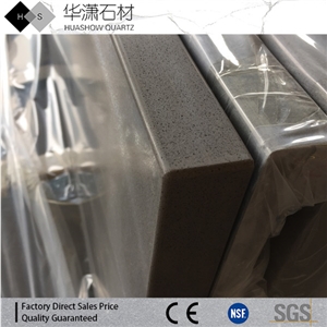Hs112 Grey Color Quartz Stone Countertop Polished Bevel
