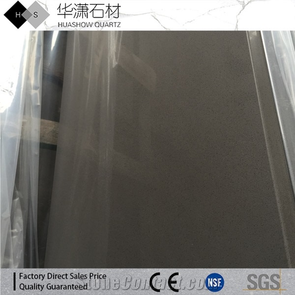 Hs112 Grey Color Quartz Stone Countertop Polished Bevel