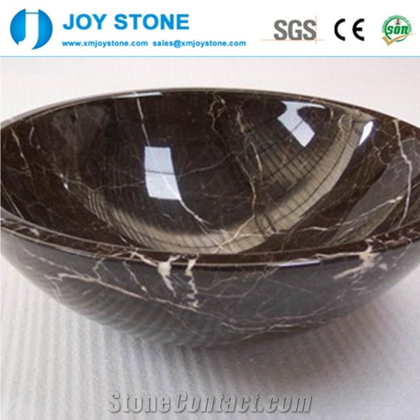 Hot Sale Imperial Brown Marble Polished Home Bathroom Round Wash Sink