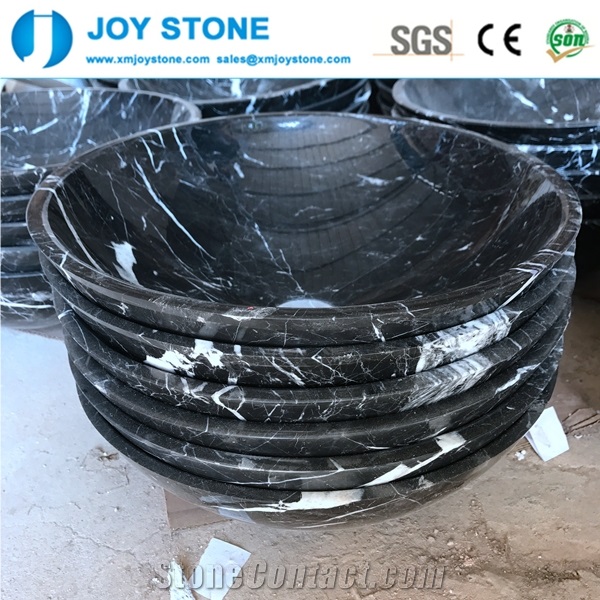 White and Black Marble Wash Basin for Sale on Factory