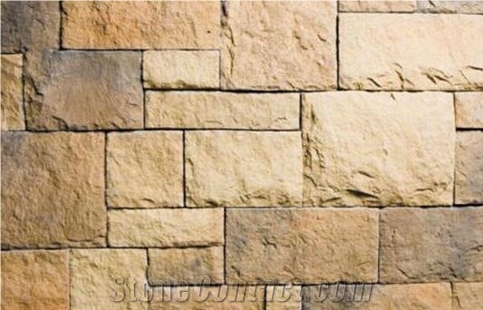 Beige Castle Stone Wall Facade