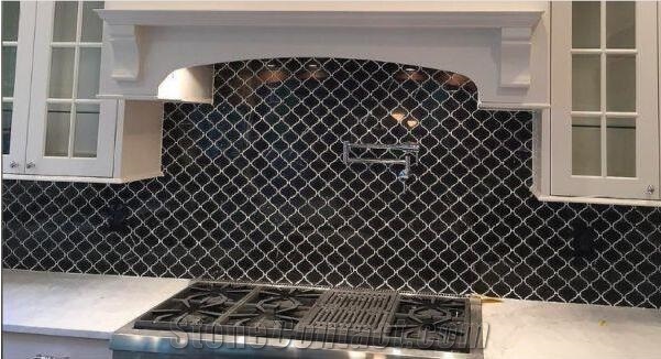 Black Nero Marquina Marble Mosaic for Bathroom Wall Tiles