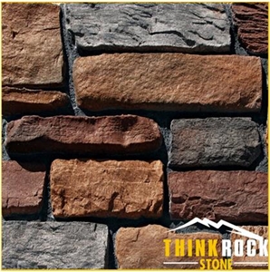 Brown Solid Surface Faux Brick Fireplace