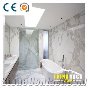 Calacatta White Marble Small Bathroom Design