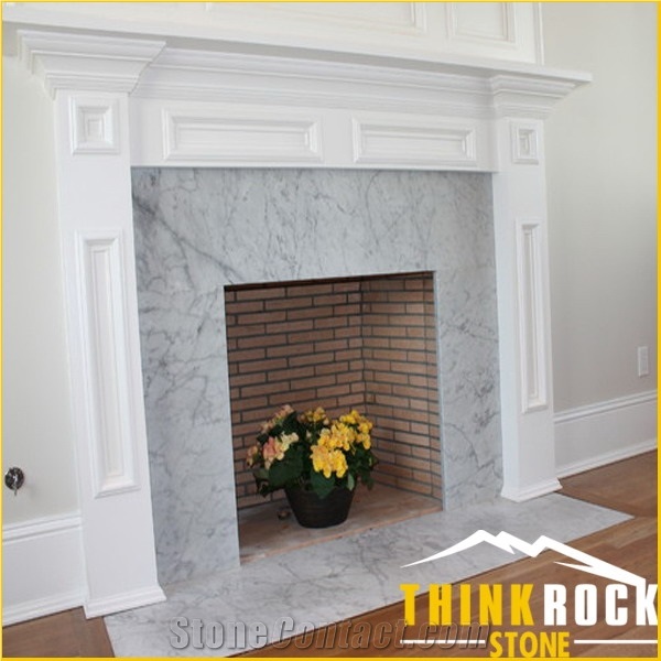 Carrara White Marble Subway Tiles Fireplace Surround - Thinkrock Stone