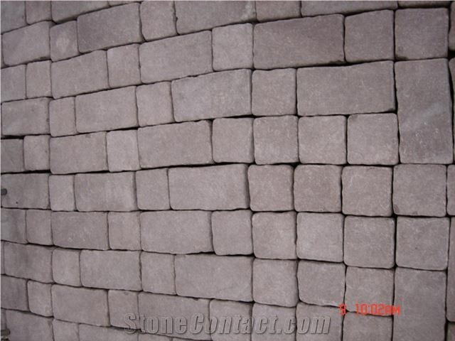 Red Porphyry Cobbles Cube Stone Pavers Tile Manufacturers