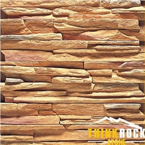 Yellow Artificial Yellow Cultured Ledge Stone Wall