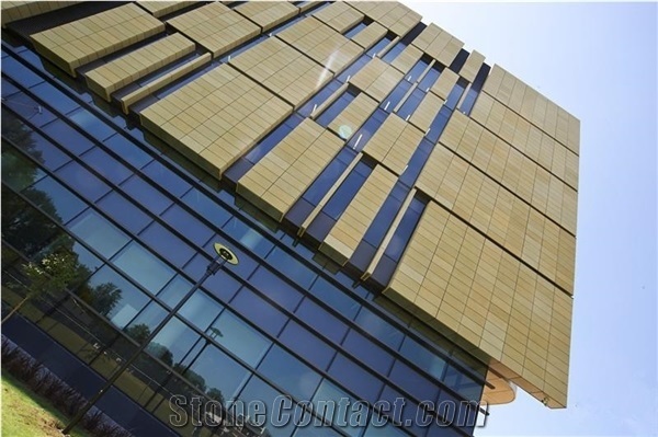 Yellow Sandstone& Shanxi Black Granite Used for Wall Cladding