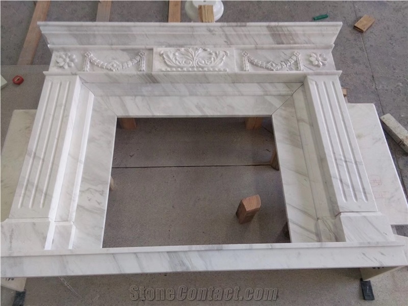 China Marble Fireplace,White Marble Fireplace,Volakas Marble Fireplace