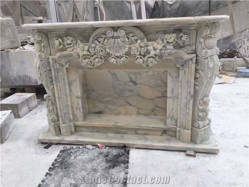Marble Veneer Fireplace,Handcarved Stone Fireplace,Sculpture Fireplace