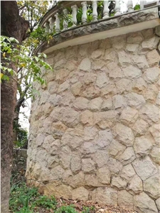 Yellow Granite Garden Wall,Granite Garden Decor,Garden Stone Design