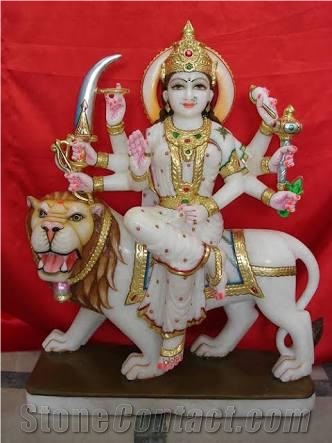 Durga Mata White Marble Statues