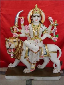 Durga Mata White Marble Statues