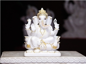 Ganesh G White Marble Statues