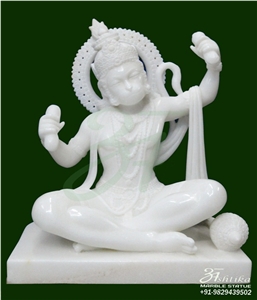 Hanuman G Statue in White Marble