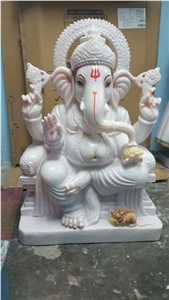 White Makrana Ganesh Ji Statue