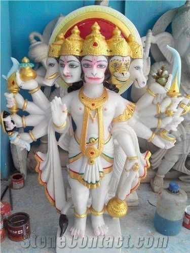 White Marble Punchmukhi Hanuman Statues