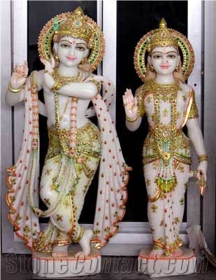 White Marble Radha Krishna Statues