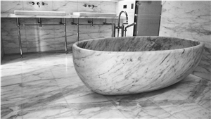 Bathtub Sculpted in Statuary Marble Block