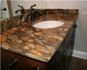 Vanity Top with Golden Marinace Stone and Euro Profile Edge