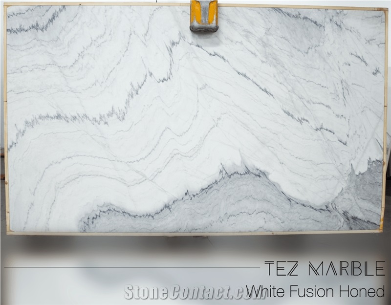 White Fusion Marble Honed Slabs