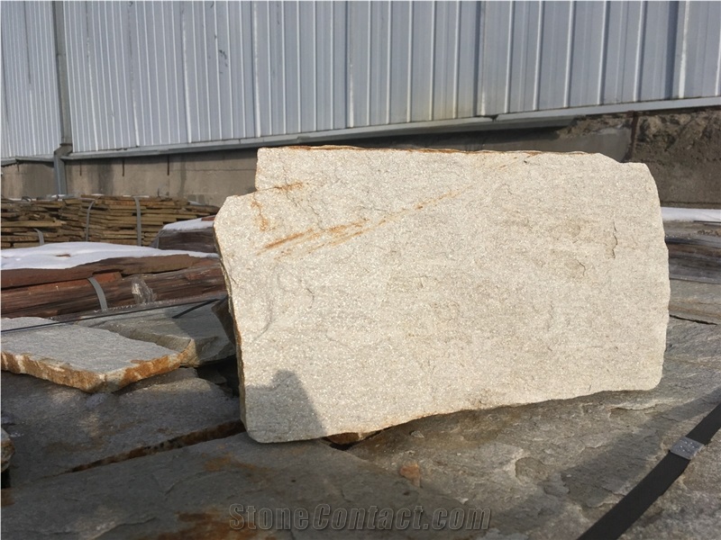 Natural Loose Yellowish-White Gneiss Flagstone for Wall and Floor