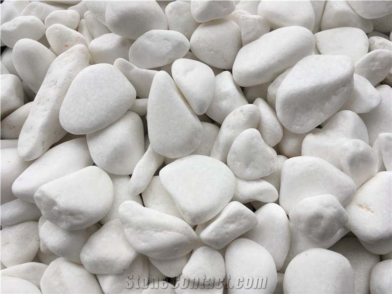 Snow White Marble Tumbled Pebbles 20-40 Mm, 7 €/20 Kg with Vat