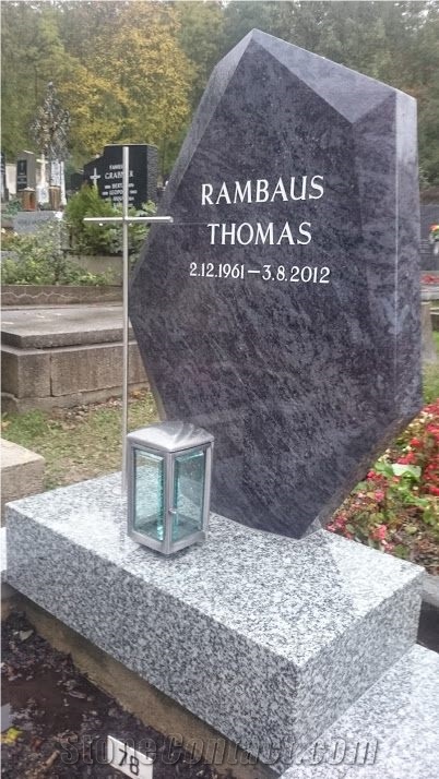 Modern Tombstone from Orion Granite with Stainless Steel Cross