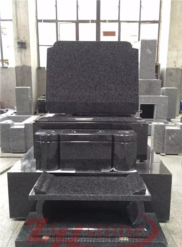 Polished G654 Granite Sesame Black Granite Janpan Style Monuments