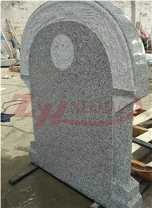 Polished Monte Bianco Granite Arch Design Monuments Flower Carving