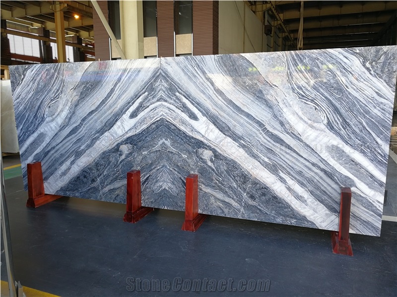 Totem Blue Marble Slab,Azul Fantasy Panel Cutting to Size Bookmatched Tiles